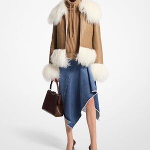 Michael Kors Plongé Leather and Mongolian Shearling Jacket